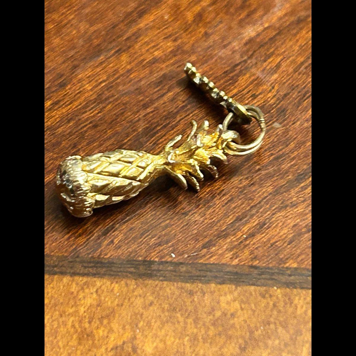 Electroplate Pineapple Charm Gold Tone Hawaii G11
